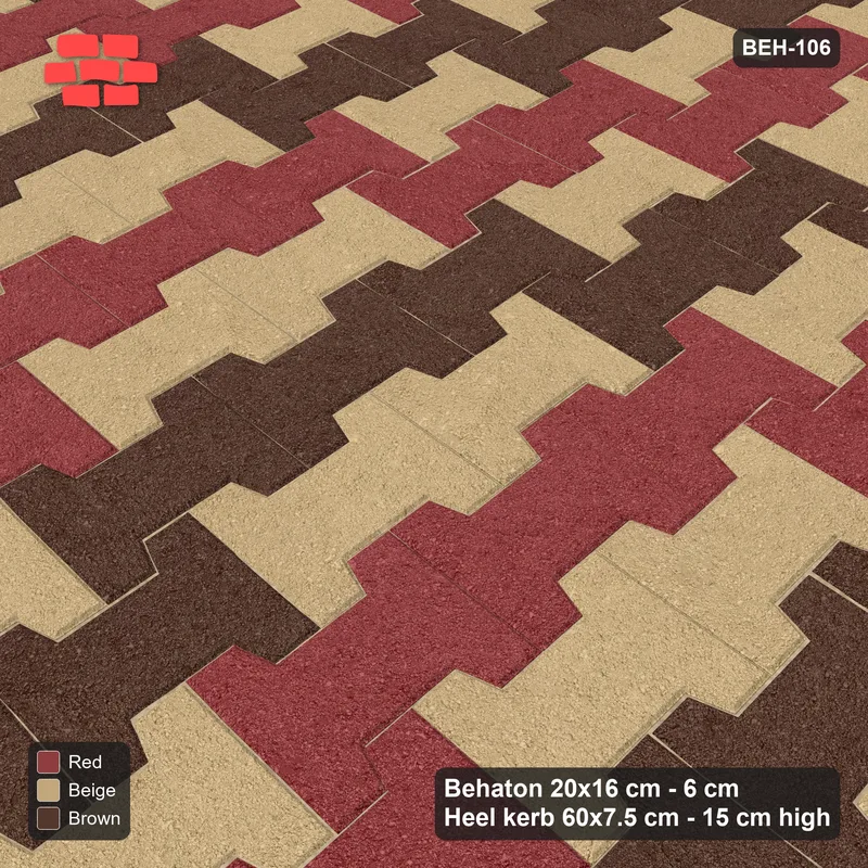 Interlock (Pasco) 20x16 cm · BEH-106 · Chevron colour bands, turned 90 deg, kerb frame · Side view Interlock (Pasco) 20x16 cm · BEH-106 · Chevron colour bands, turned 90 deg, kerb frame · Side view