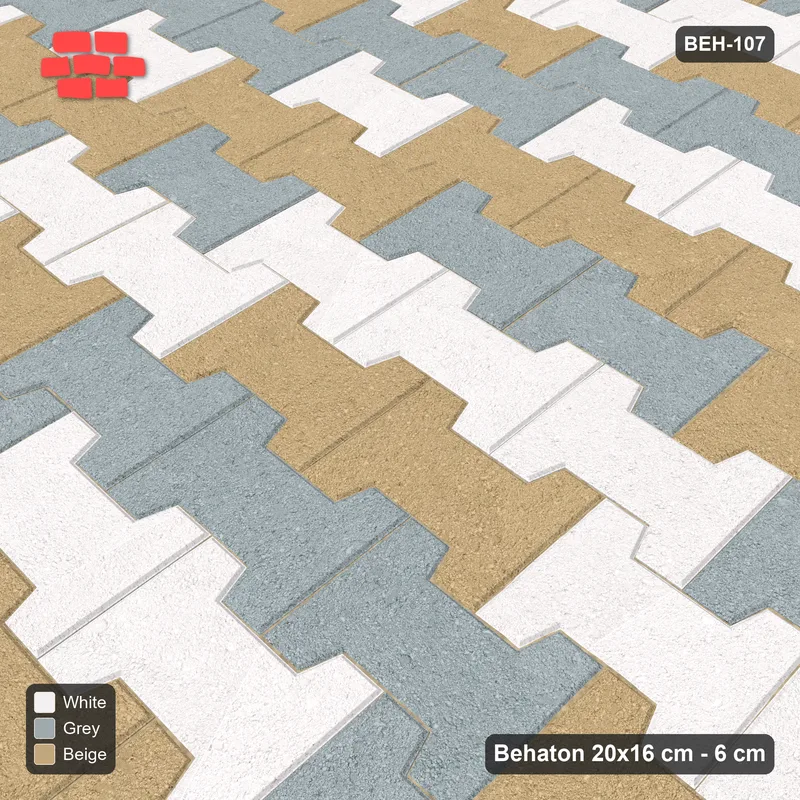 Interlock (Pasco) 20x16 cm · BEH-107 · Chevron colour bands, kerb frame · Side view Interlock (Pasco) 20x16 cm · BEH-107 · Chevron colour bands, kerb frame · Side view