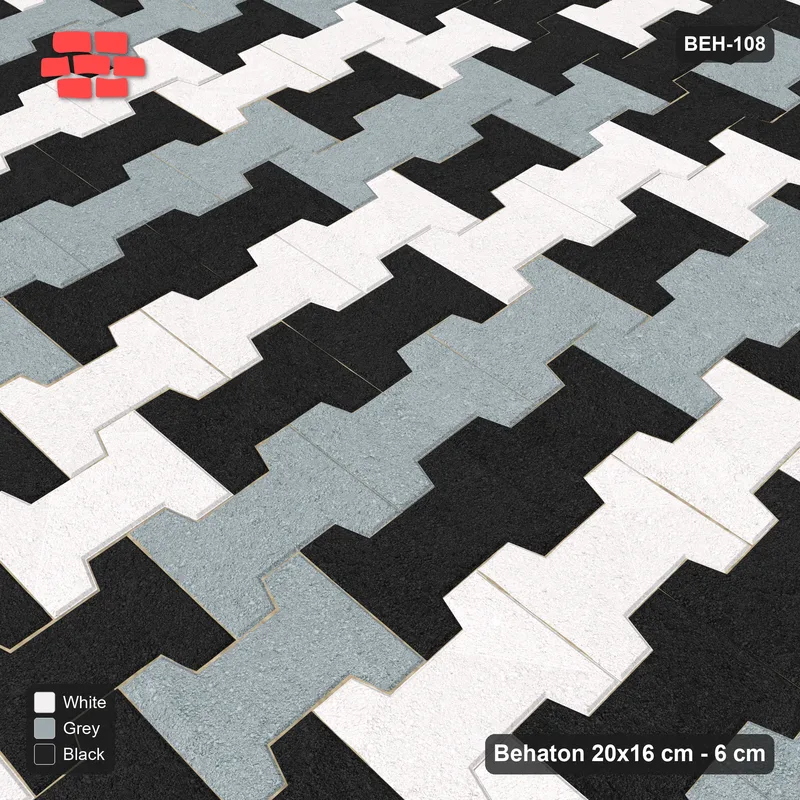 Interlock (Pasco) 20x16 cm · BEH-108 · Chevron colour bands, turned 90 deg, kerb frame · Side view Interlock (Pasco) 20x16 cm · BEH-108 · Chevron colour bands, turned 90 deg, kerb frame · Side view