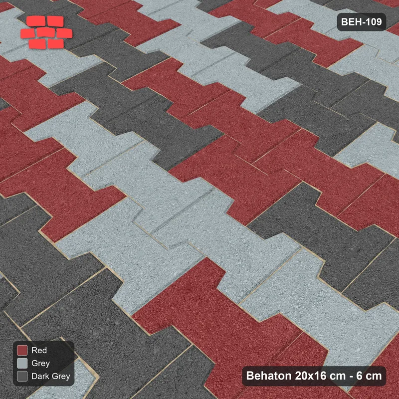 Interlock (Pasco) 20x16 cm · BEH-109 · Chevron colour bands, kerb frame · Side view Interlock (Pasco) 20x16 cm · BEH-109 · Chevron colour bands, kerb frame · Side view