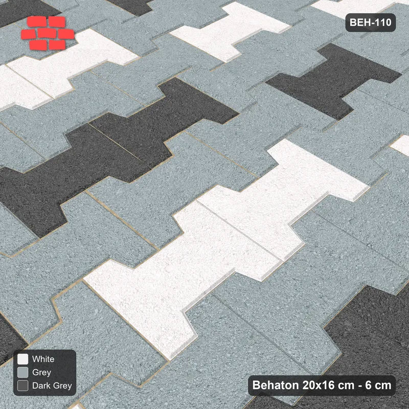 Interlock (Pasco) 20x16 cm · BEH-110 · Chevron colour bands, turned 90 deg, kerb frame · Side view Interlock (Pasco) 20x16 cm · BEH-110 · Chevron colour bands, turned 90 deg, kerb frame · Side view