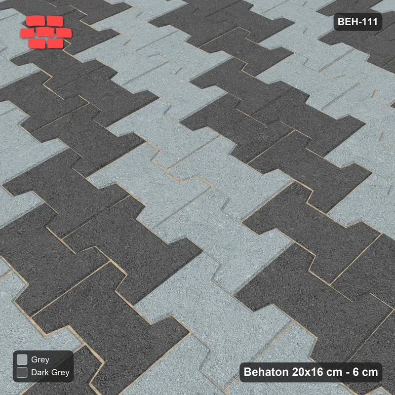 Interlock (Pasco) 20x16 cm · BEH-111 · Block checker of paired pavers 2x2, kerb frame · Side view Interlock (Pasco) 20x16 cm · BEH-111 · Block checker of paired pavers 2x2, kerb frame · Side view