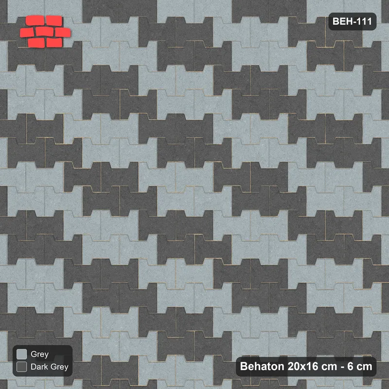 Interlock (Pasco) 20x16 cm · BEH-111 · Block checker of paired pavers 2x2, kerb frame · Top view Interlock (Pasco) 20x16 cm · BEH-111 · Block checker of paired pavers 2x2, kerb frame · Top view