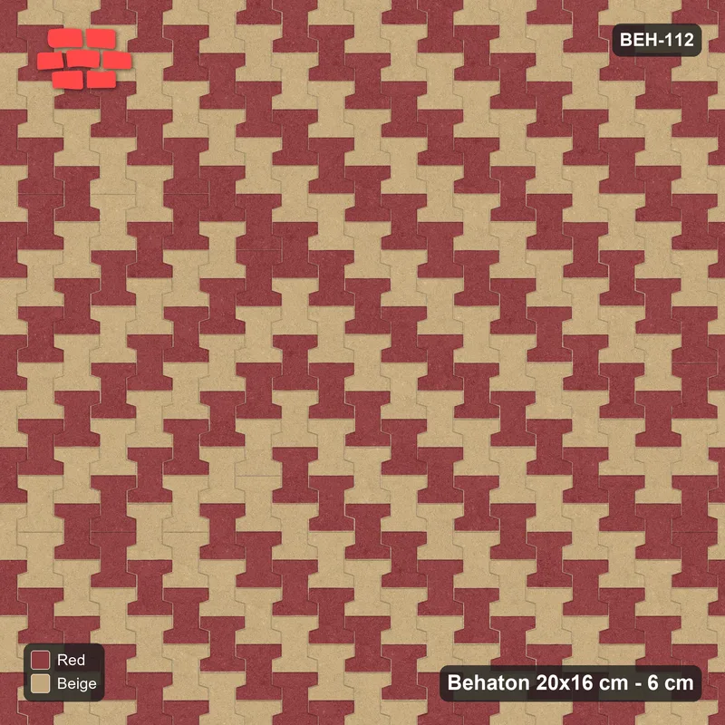 Interlock (Pasco) 20x16 cm · BEH-112 · Block checker of paired pavers 1x2, turned 90 deg · Top view Interlock (Pasco) 20x16 cm · BEH-112 · Block checker of paired pavers 1x2, turned 90 deg · Top view