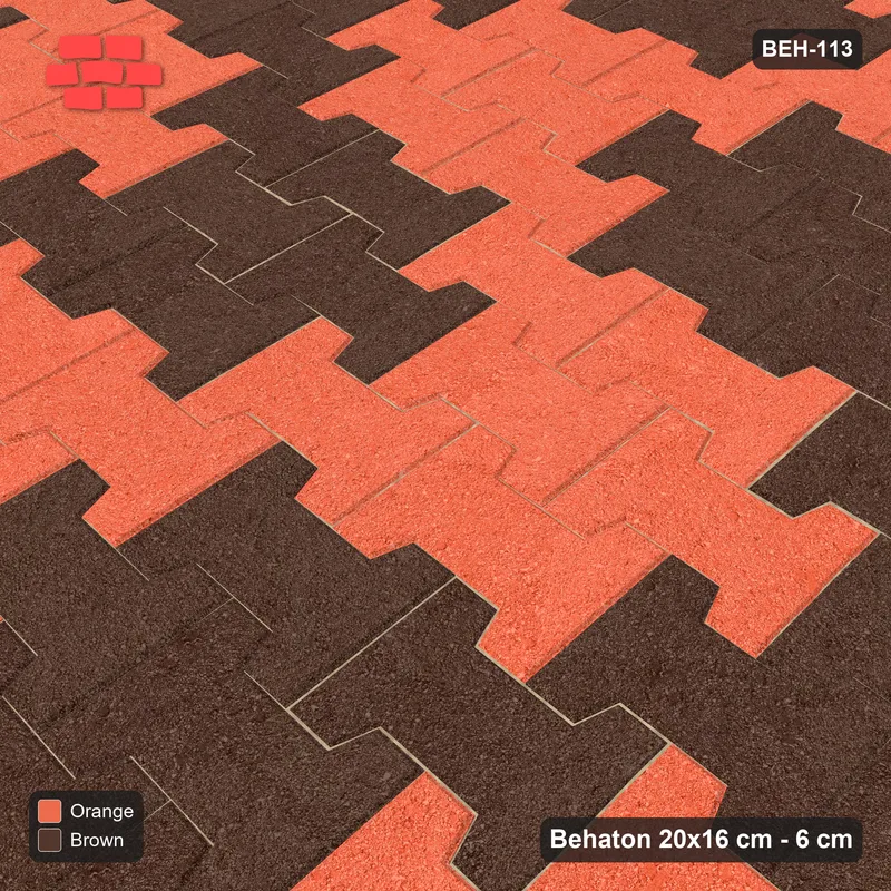 Interlock (Pasco) 20x16 cm · BEH-113 · Block checker of paired pavers 2x3, kerb frame · Side view Interlock (Pasco) 20x16 cm · BEH-113 · Block checker of paired pavers 2x3, kerb frame · Side view