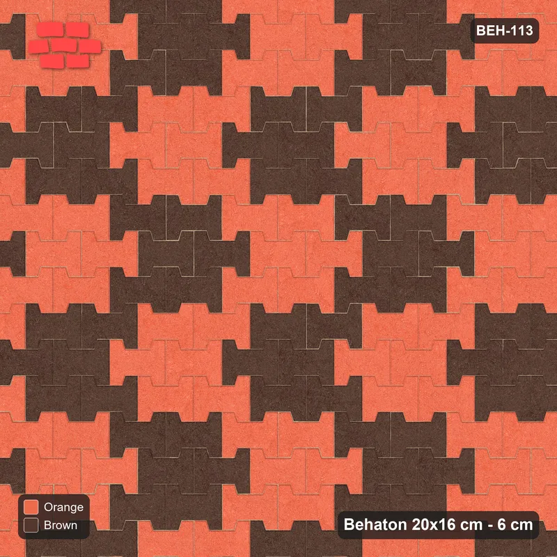Interlock (Pasco) 20x16 cm · BEH-113 · Block checker of paired pavers 2x3, kerb frame · Top view Interlock (Pasco) 20x16 cm · BEH-113 · Block checker of paired pavers 2x3, kerb frame · Top view