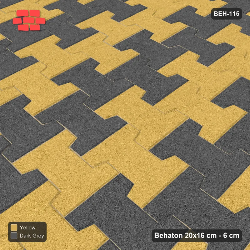 Interlock (Pasco) 20x16 cm · BEH-115 · Block checker of paired pavers 1x1, kerb frame · Side view Interlock (Pasco) 20x16 cm · BEH-115 · Block checker of paired pavers 1x1, kerb frame · Side view