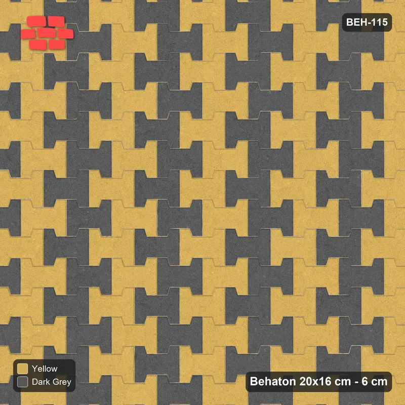 Interlock (Pasco) 20x16 cm · BEH-115 · Block checker of paired pavers 1x1, kerb frame · Top view Interlock (Pasco) 20x16 cm · BEH-115 · Block checker of paired pavers 1x1, kerb frame · Top view