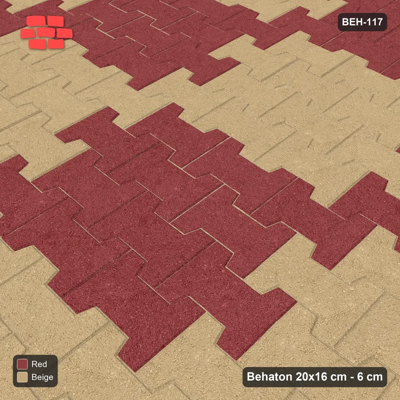 Interlock (Pasco) 20x16 cm · BEH-117 · Block checker of paired pavers 3x4, kerb frame · Side view Interlock (Pasco) 20x16 cm · BEH-117 · Block checker of paired pavers 3x4, kerb frame · Side view