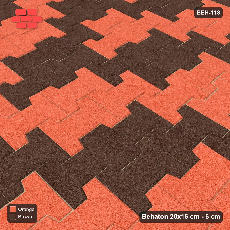 Interlock (Pasco) 20x16 cm · BEH-118 · Block checker of paired pavers 2x2, turned 90 deg, kerb frame · Side view Interlock (Pasco) 20x16 cm · BEH-118 · Block checker of paired pavers 2x2, turned 90 deg, kerb frame · Side view