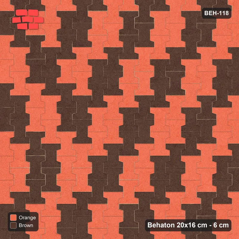 Interlock (Pasco) 20x16 cm · BEH-118 · Block checker of paired pavers 2x2, turned 90 deg, kerb frame · Top view Interlock (Pasco) 20x16 cm · BEH-118 · Block checker of paired pavers 2x2, turned 90 deg, kerb frame · Top view