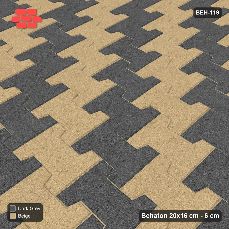 Interlock (Pasco) 20x16 cm · BEH-119 · Block checker of paired pavers 1x2 · Side view Interlock (Pasco) 20x16 cm · BEH-119 · Block checker of paired pavers 1x2 · Side view