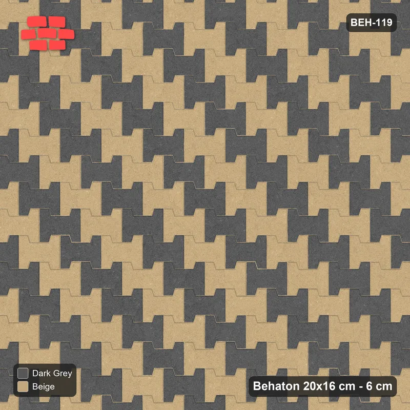 Interlock (Pasco) 20x16 cm · BEH-119 · Block checker of paired pavers 1x2 · Top view Interlock (Pasco) 20x16 cm · BEH-119 · Block checker of paired pavers 1x2 · Top view
