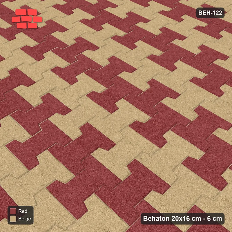 Interlock (Pasco) 20x16 cm · BEH-122 · Block checker of paired pavers 1x1, turned 90 deg · Side view Interlock (Pasco) 20x16 cm · BEH-122 · Block checker of paired pavers 1x1, turned 90 deg · Side view