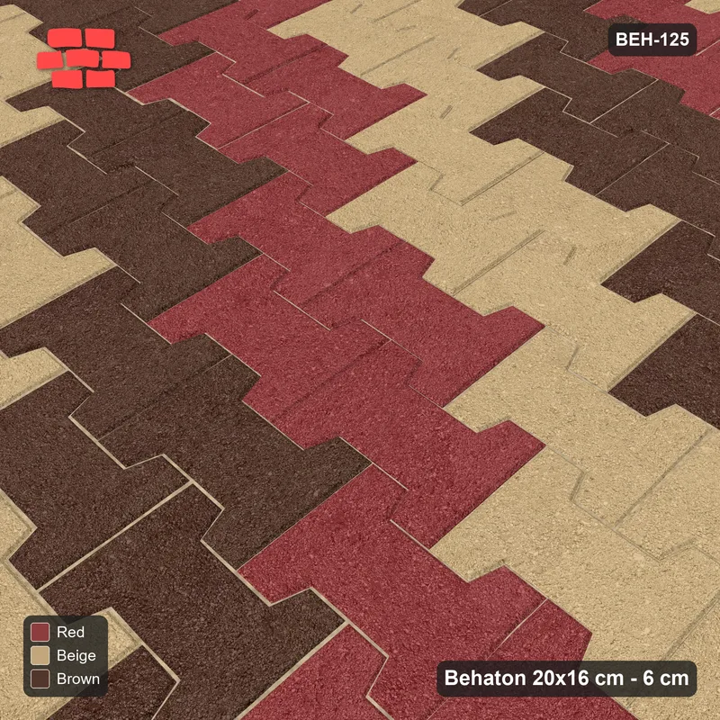 Interlock (Pasco) 20x16 cm · BEH-125 · Block checker of paired pavers 2x2, kerb frame · Side view Interlock (Pasco) 20x16 cm · BEH-125 · Block checker of paired pavers 2x2, kerb frame · Side view