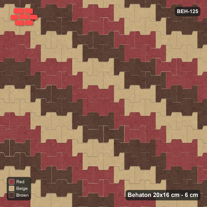 Interlock (Pasco) 20x16 cm · BEH-125 · Block checker of paired pavers 2x2, kerb frame · Top view Interlock (Pasco) 20x16 cm · BEH-125 · Block checker of paired pavers 2x2, kerb frame · Top view