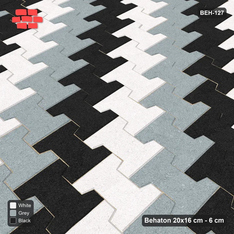 Interlock (Pasco) 20x16 cm · BEH-127 · Block checker of paired pavers 1x2 · Side view Interlock (Pasco) 20x16 cm · BEH-127 · Block checker of paired pavers 1x2 · Side view