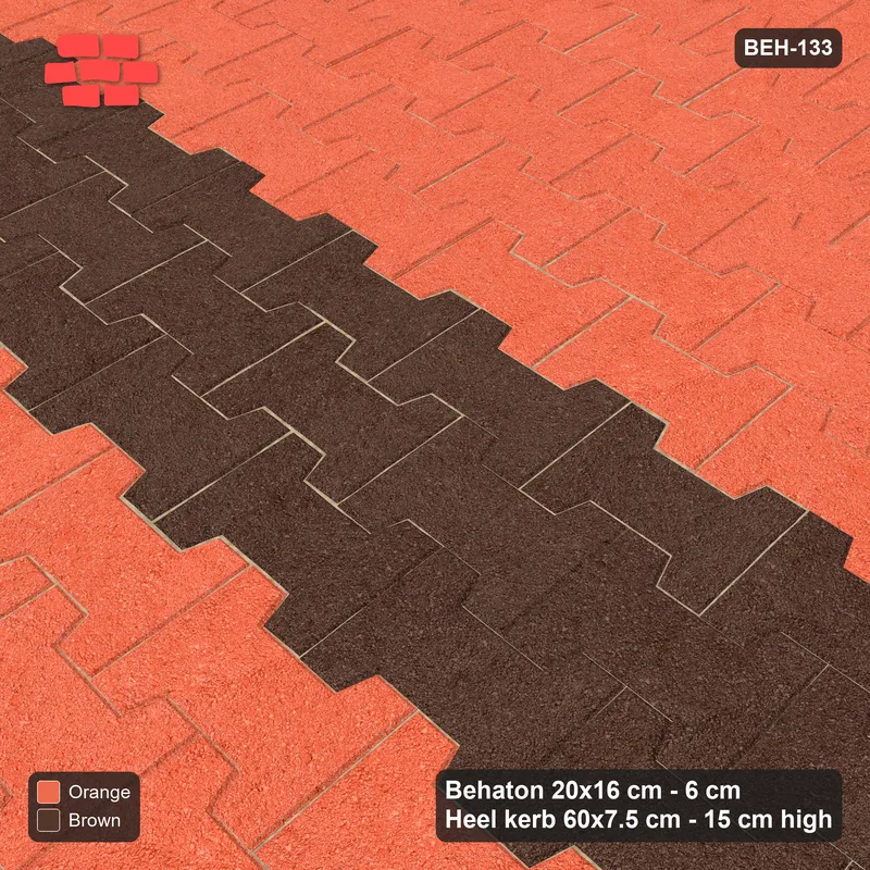 Interlock (Pasco) 20x16 cm · BEH-133 · Feature road band, lengthwise, kerb frame · Side view Interlock (Pasco) 20x16 cm · BEH-133 · Feature road band, lengthwise, kerb frame · Side view