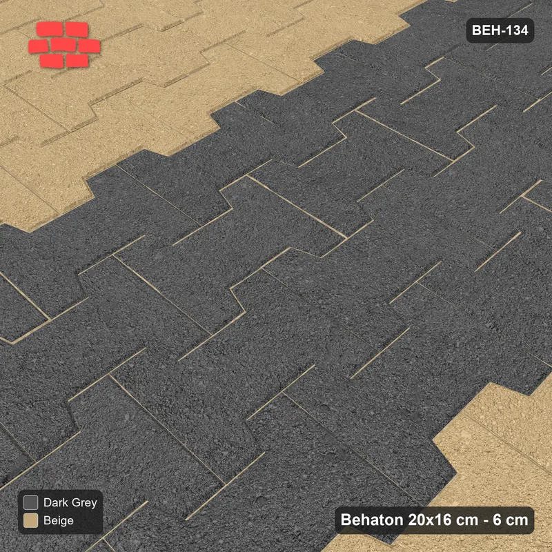 Interlock (Pasco) 20x16 cm · BEH-134 · Feature road band, lengthwise, turned 90 deg, kerb frame · Side view Interlock (Pasco) 20x16 cm · BEH-134 · Feature road band, lengthwise, turned 90 deg, kerb frame · Side view
