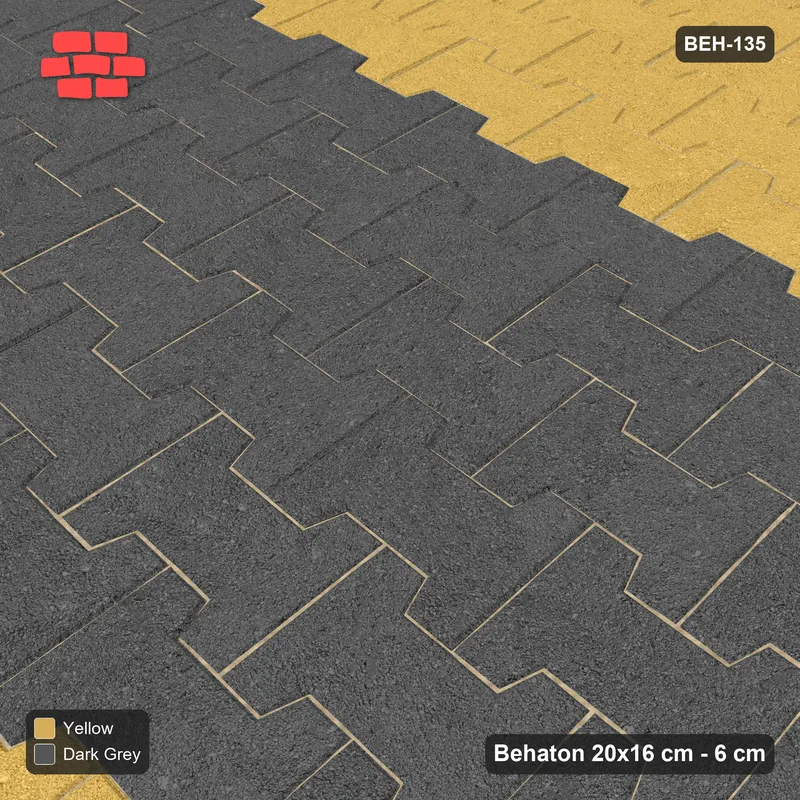Interlock (Pasco) 20x16 cm · BEH-135 · Feature road band, lengthwise, kerb frame · Side view Interlock (Pasco) 20x16 cm · BEH-135 · Feature road band, lengthwise, kerb frame · Side view
