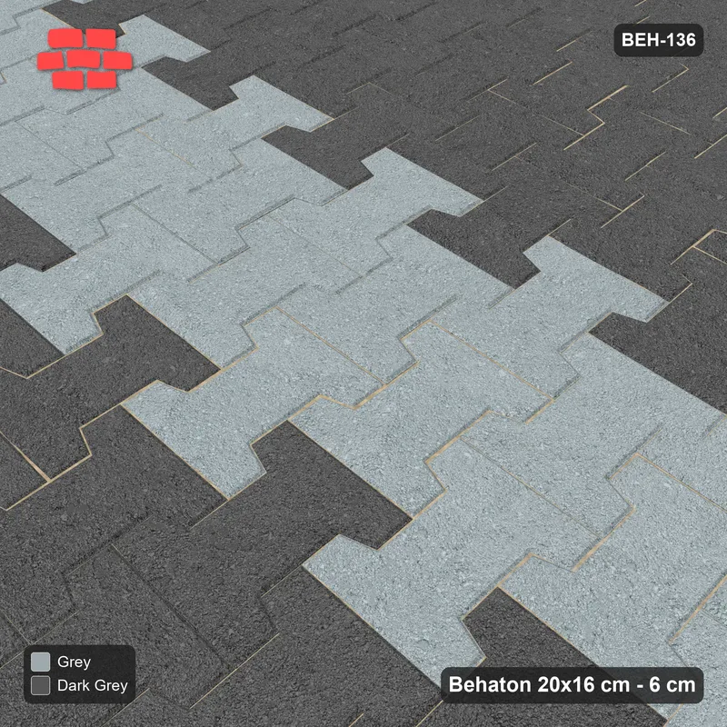 Interlock (Pasco) 20x16 cm · BEH-136 · Feature road band, crosswise, turned 90 deg, kerb frame · Side view Interlock (Pasco) 20x16 cm · BEH-136 · Feature road band, crosswise, turned 90 deg, kerb frame · Side view