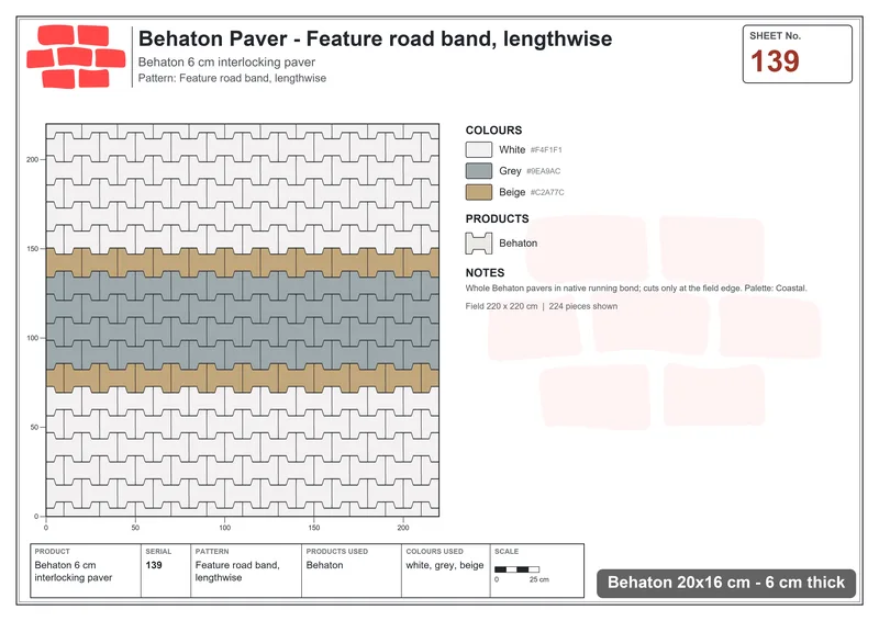 Interlock (Pasco) 20x16 cm · BEH-139 · Feature road band, lengthwise · Laying plan