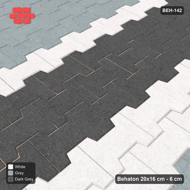 Interlock (Pasco) 20x16 cm · BEH-142 · Feature road band, lengthwise, turned 90 deg, kerb frame · Side view Interlock (Pasco) 20x16 cm · BEH-142 · Feature road band, lengthwise, turned 90 deg, kerb frame · Side view