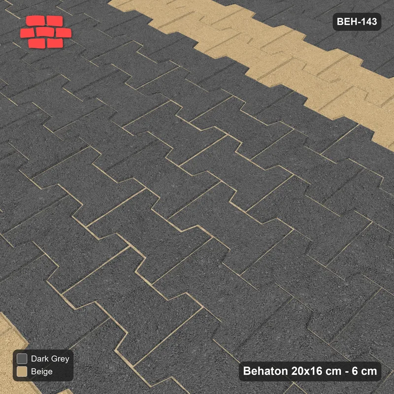 Interlock (Pasco) 20x16 cm · BEH-143 · Twin feature bands, lengthwise, kerb frame · Side view Interlock (Pasco) 20x16 cm · BEH-143 · Twin feature bands, lengthwise, kerb frame · Side view