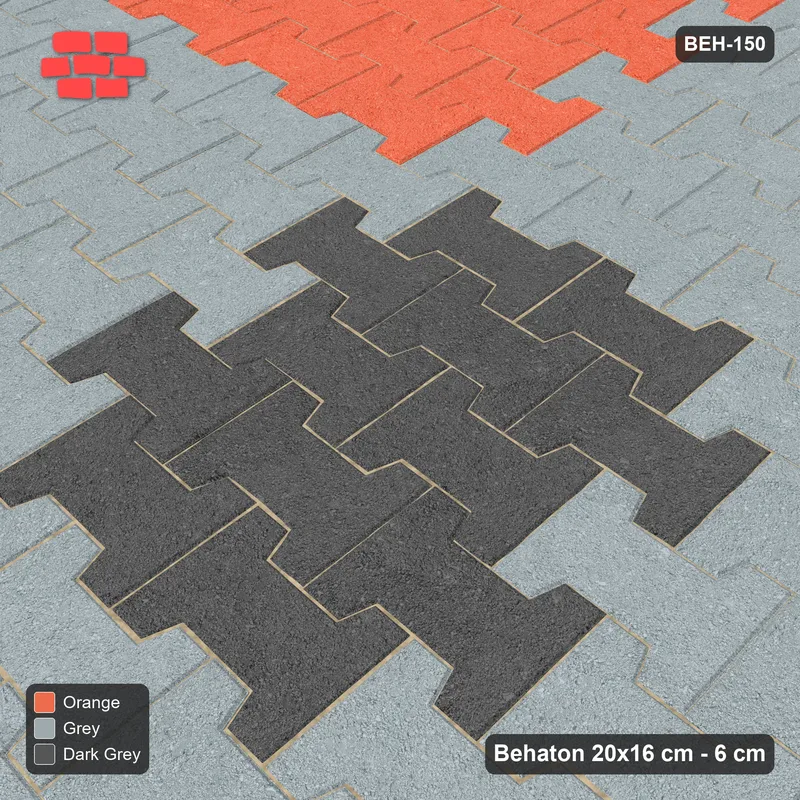 Interlock (Pasco) 20x16 cm · BEH-150 · Cross of colour, kerb frame · Side view Interlock (Pasco) 20x16 cm · BEH-150 · Cross of colour, kerb frame · Side view