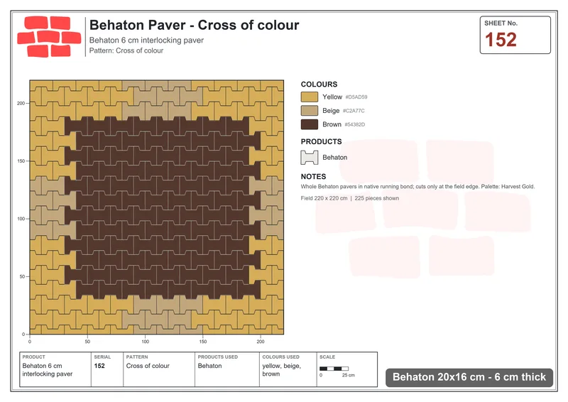 Interlock (Pasco) 20x16 cm · BEH-152 · Cross of colour · Laying plan