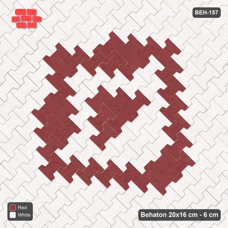 Interlock (Pasco) 20x16 cm · BEH-157 · Contrast edge frame, laid on the diagonal, kerb frame · Top view Interlock (Pasco) 20x16 cm · BEH-157 · Contrast edge frame, laid on the diagonal, kerb frame · Top view