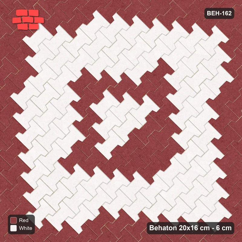 Interlock (Pasco) 20x16 cm · BEH-162 · Contrast edge frame, laid on the diagonal, kerb frame · Top view Interlock (Pasco) 20x16 cm · BEH-162 · Contrast edge frame, laid on the diagonal, kerb frame · Top view