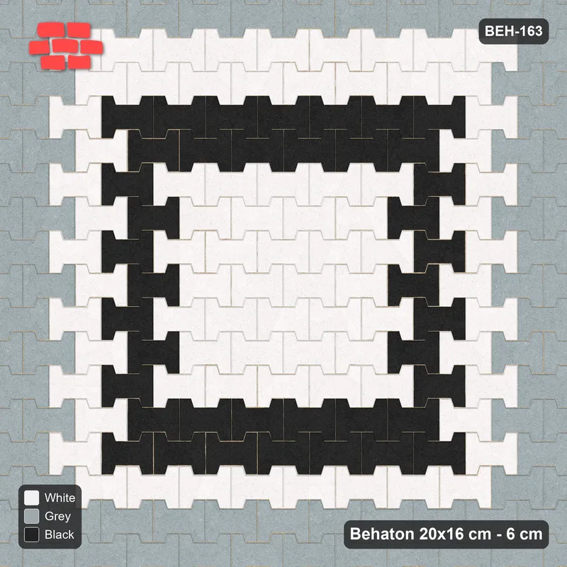 Interlock (Pasco) 20x16 cm · BEH-163 · Contrast edge frame, kerb frame · Top view Interlock (Pasco) 20x16 cm · BEH-163 · Contrast edge frame, kerb frame · Top view