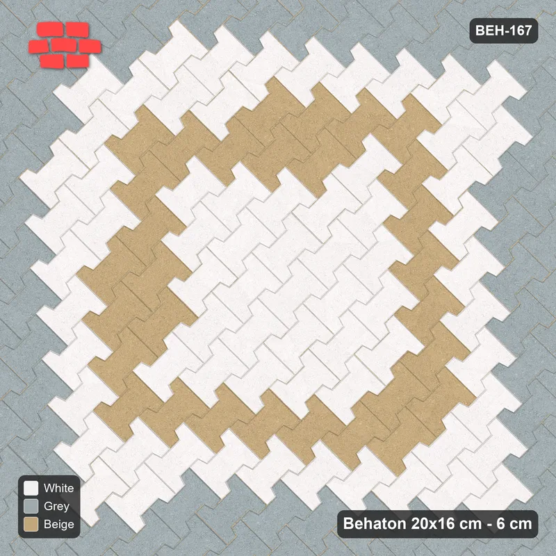 Interlock (Pasco) 20x16 cm · BEH-167 · Contrast edge frame, laid on the diagonal, kerb frame · Top view Interlock (Pasco) 20x16 cm · BEH-167 · Contrast edge frame, laid on the diagonal, kerb frame · Top view