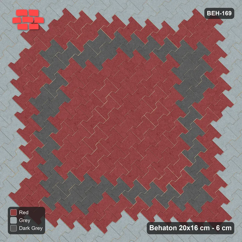 Interlock (Pasco) 20x16 cm · BEH-169 · Contrast edge frame, laid on the diagonal · Top view Interlock (Pasco) 20x16 cm · BEH-169 · Contrast edge frame, laid on the diagonal · Top view