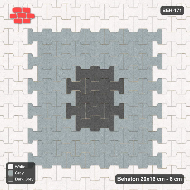 Interlock (Pasco) 20x16 cm · BEH-171 · Central medallion, kerb frame · Top view Interlock (Pasco) 20x16 cm · BEH-171 · Central medallion, kerb frame · Top view