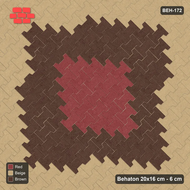 Interlock (Pasco) 20x16 cm · BEH-172 · Central medallion, laid on the diagonal, kerb frame · Top view Interlock (Pasco) 20x16 cm · BEH-172 · Central medallion, laid on the diagonal, kerb frame · Top view