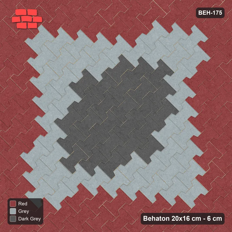 Interlock (Pasco) 20x16 cm · BEH-175 · Central medallion, laid on the diagonal, kerb frame · Top view Interlock (Pasco) 20x16 cm · BEH-175 · Central medallion, laid on the diagonal, kerb frame · Top view