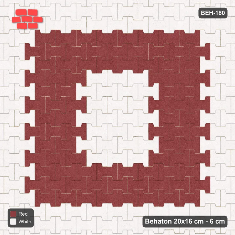Interlock (Pasco) 20x16 cm · BEH-180 · Central medallion, kerb frame · Top view Interlock (Pasco) 20x16 cm · BEH-180 · Central medallion, kerb frame · Top view