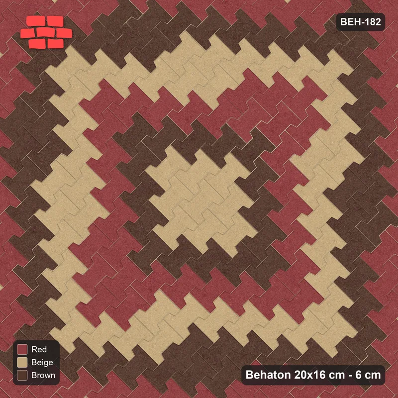 Interlock (Pasco) 20x16 cm · BEH-182 · Square colour rings, laid on the diagonal, kerb frame · Top view Interlock (Pasco) 20x16 cm · BEH-182 · Square colour rings, laid on the diagonal, kerb frame · Top view
