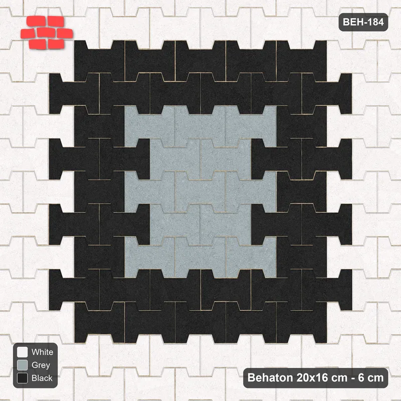 Interlock (Pasco) 20x16 cm · BEH-184 · Square colour rings, kerb frame · Top view Interlock (Pasco) 20x16 cm · BEH-184 · Square colour rings, kerb frame · Top view