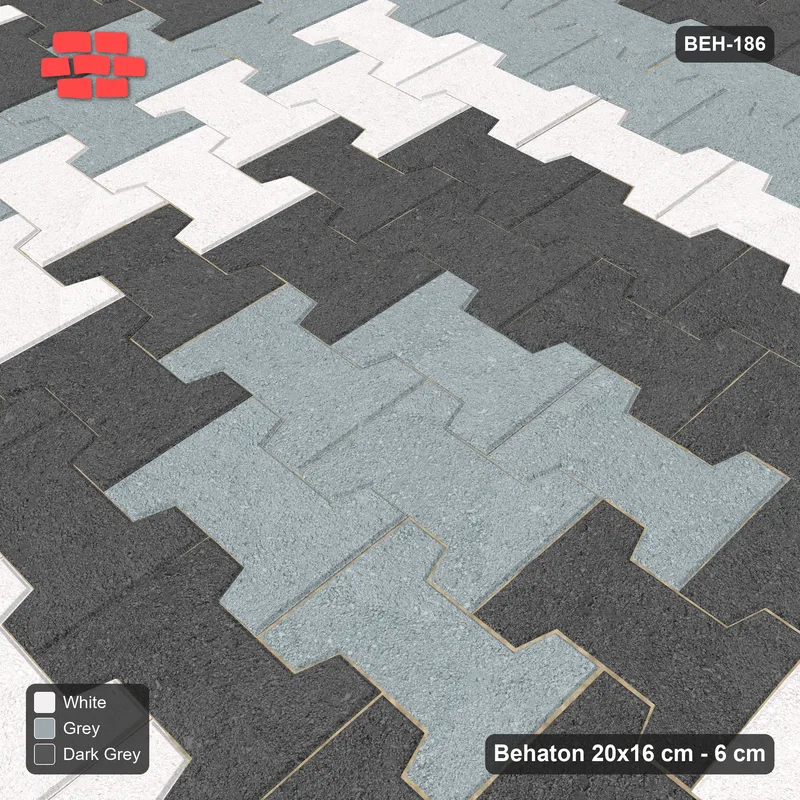 Interlock (Pasco) 20x16 cm · BEH-186 · Square colour rings, kerb frame · Side view Interlock (Pasco) 20x16 cm · BEH-186 · Square colour rings, kerb frame · Side view