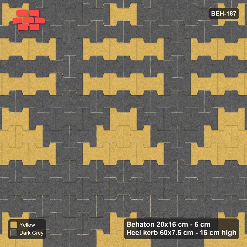 Interlock (Pasco) 20x16 cm · BEH-187 · Grid of nested squares, 80 cm cells, kerb frame · Top view Interlock (Pasco) 20x16 cm · BEH-187 · Grid of nested squares, 80 cm cells, kerb frame · Top view