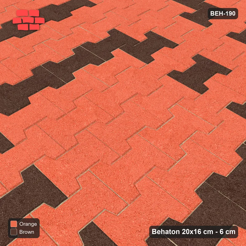 Interlock (Pasco) 20x16 cm · BEH-190 · Grid of nested squares, 120 cm cells, turned 90 deg, kerb frame · Side view Interlock (Pasco) 20x16 cm · BEH-190 · Grid of nested squares, 120 cm cells, turned 90 deg, kerb frame · Side view