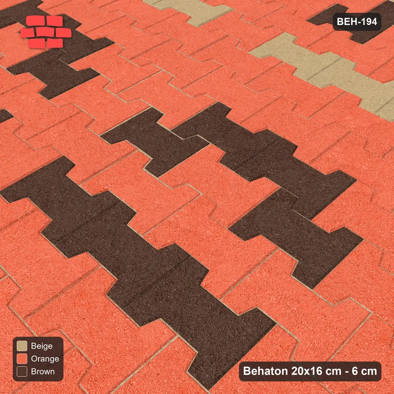 Interlock (Pasco) 20x16 cm · BEH-194 · Grid of nested squares, 80 cm cells · Side view Interlock (Pasco) 20x16 cm · BEH-194 · Grid of nested squares, 80 cm cells · Side view