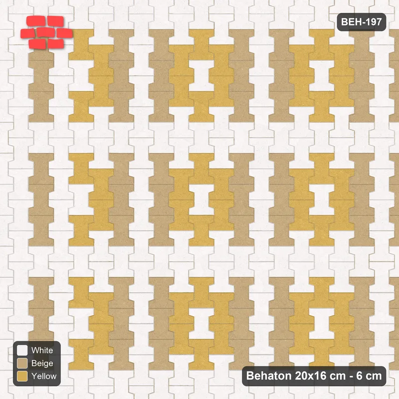 Interlock (Pasco) 20x16 cm · BEH-197 · Grid of nested squares, 80 cm cells, turned 90 deg · Top view Interlock (Pasco) 20x16 cm · BEH-197 · Grid of nested squares, 80 cm cells, turned 90 deg · Top view