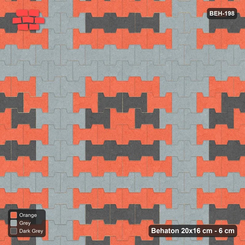 Interlock (Pasco) 20x16 cm · BEH-198 · Grid of nested squares, 100 cm cells · Top view Interlock (Pasco) 20x16 cm · BEH-198 · Grid of nested squares, 100 cm cells · Top view