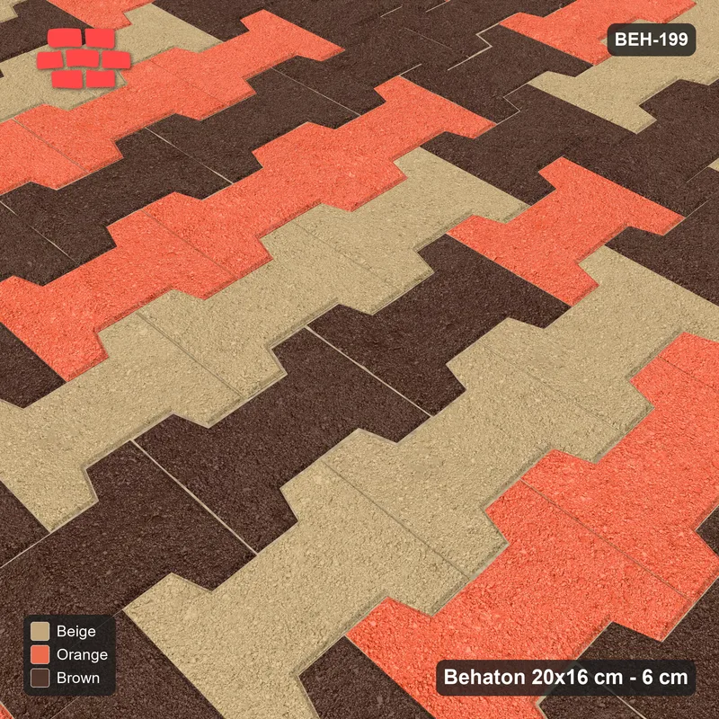 Interlock (Pasco) 20x16 cm · BEH-199 · Grid of nested squares, 80 cm cells, turned 90 deg, kerb frame · Side view Interlock (Pasco) 20x16 cm · BEH-199 · Grid of nested squares, 80 cm cells, turned 90 deg, kerb frame · Side view
