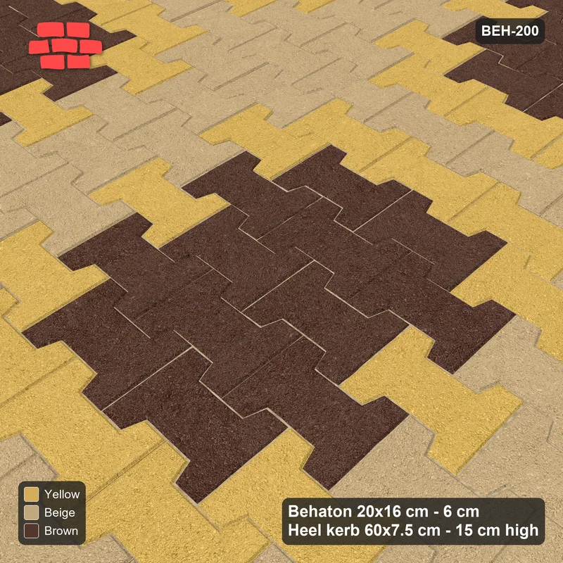 Interlock (Pasco) 20x16 cm · BEH-200 · Grid of nested squares, 100 cm cells, kerb frame · Side view Interlock (Pasco) 20x16 cm · BEH-200 · Grid of nested squares, 100 cm cells, kerb frame · Side view