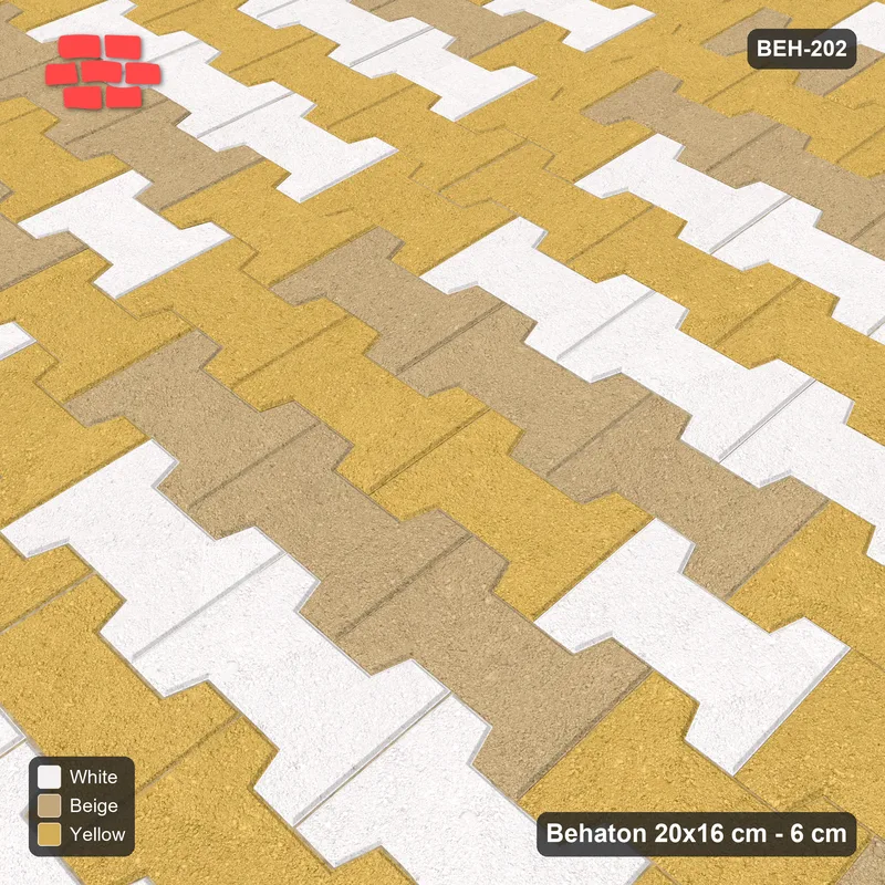 Interlock (Pasco) 20x16 cm · BEH-202 · Grid of nested squares, 80 cm cells, kerb frame · Side view Interlock (Pasco) 20x16 cm · BEH-202 · Grid of nested squares, 80 cm cells, kerb frame · Side view